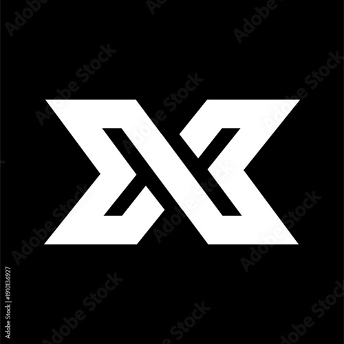Modern Geometric Abstract X M Letter Logo Design in Black and White