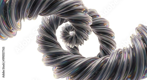 Iridescent Twisted Abstract Shape on White