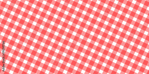 Checkered picnic plaid texture. Gingham or vichy pattern. Tablecloth, blanket, basket napkin or towel print. Italian pizzeria background