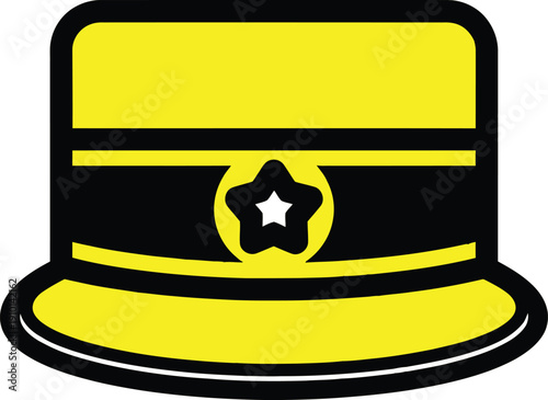 Classic top hat with star emblem and contrasting color bands