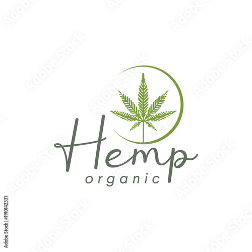 Weed Botanical Cannabis Leaf Logo Design Illustration