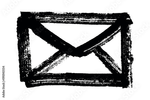 Hand drawn envelope with letter inside Mail and correspondence doodle Love, communication, invitation Single element for design, print, decor