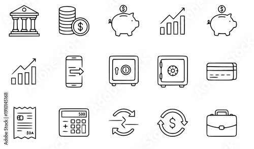 Business and Finance Line Icons Editable Stroke Modern Vector Pack