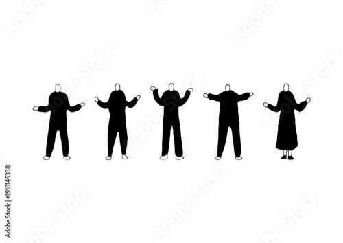 やれやれと呆れる人物のラフな手描きイラストセット