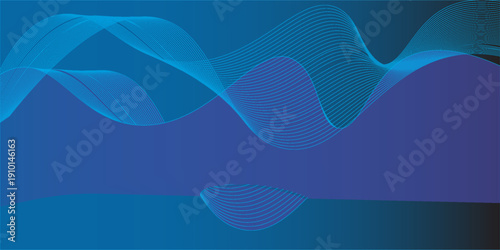 Abstract glowing wave lines on dark blue background. Dynamic wave pattern. Modern flowing wavy lines. Futuristic technology concept. Suit for banner, poster, cover, brochure, flyer, website eps10