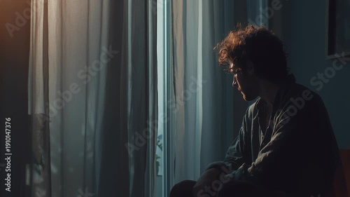 Individual reflecting quietly after a personal success, sitting by a window with soft light, calm and grounded mood, authentic editorial storytelling