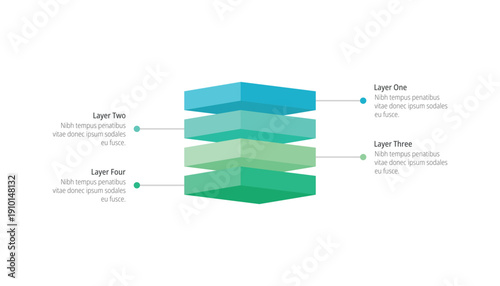 3D Four Layered Block Infographic Template for Business Presentation