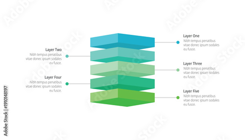 3D Five Layered Block Infographic Template for Business Presentation