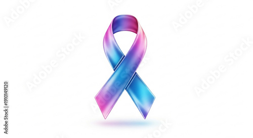 Vibrant pink and blue awareness ribbon on white background symbolizing support and hope for various social causes and health issues