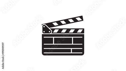 Film clapperboard in simple flat design with bold lines and white background for film production