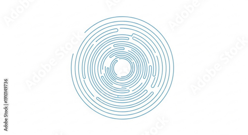 Teal maze design with concentric circular paths on white background