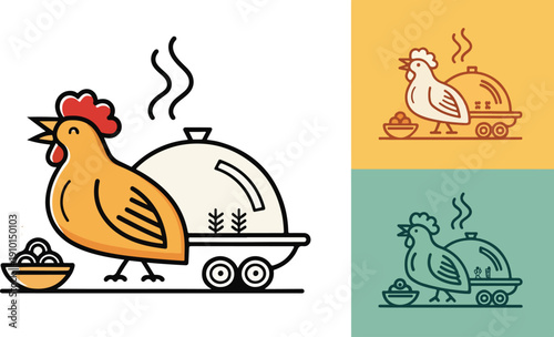 Tandoori Chicken Vector Illustration, Indian Cuisine Dish Icon