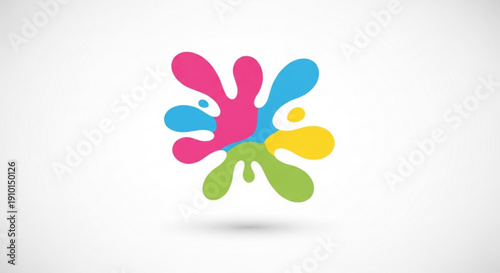 Vibrant colorful paint splatter graphic design element on white background