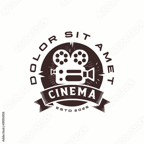Vintage Video Camera Logo Design for Movie Stock Vector