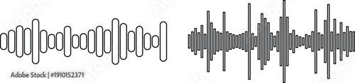 Radio Waves Icon set Collection Group Featuring Signal Sound Frequency Vibration Broadcast Communication Technology Symbols for Digital Media Network Interface Design Analog Digital Audio.