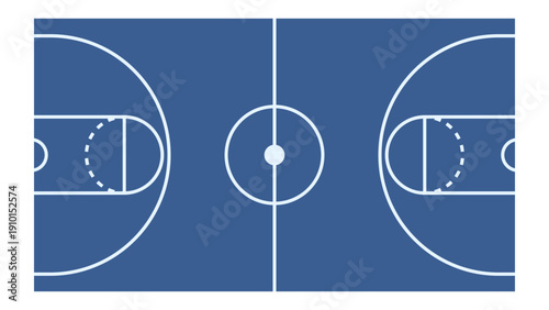 Vector illustration of Basketball Court Diagram for Practice, Tactics, and Visual Guidebook on Blue Court.
