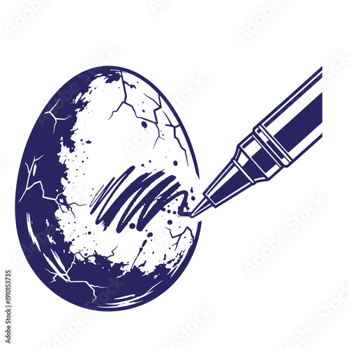 Grunge texture blue illustration of a cracked earth being painted with a brush  artistic concept Vintage Style
