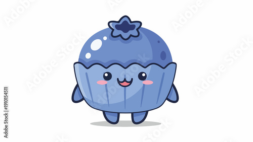 A blue cartoon dessert character with a star on top and a smiling face standing alone on a white background.
