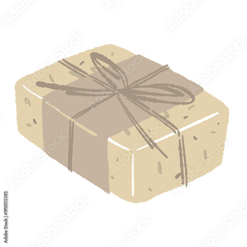 Rustic Wrapped Natural Soap Gift Illustration