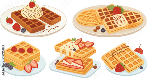 Waffle illustration vector design for breakfast promotions and cafe branding