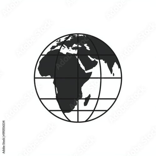 A 3d abstract earth globe icon represents a global travel and international business concept featuring a blue world map sphere with continents like Europe, America, and Asia in a vector illustration