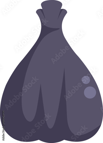 Flat vector illustration of a full garbage bag.