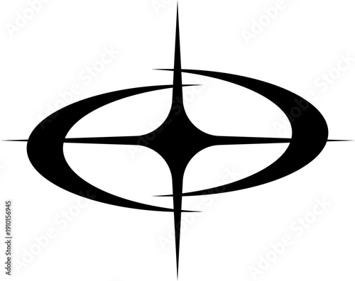 Y2k Groovy Brutalism Aesthetic Sparkle Star Orbit Element