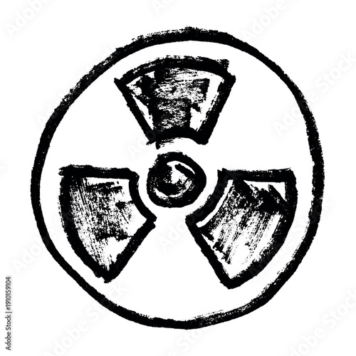 Hand drawn radiation sign Nuclear radiation hazard symbol Radioactive danger warning sign clipart in doodle style Nuclear safety Radioactive waste Single element for print, web, design, decor
