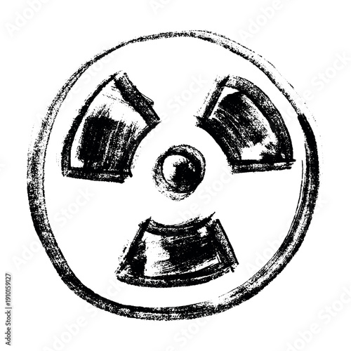 Hand drawn radiation sign Nuclear radiation hazard symbol Radioactive danger warning sign clipart in doodle style Nuclear safety Radioactive waste Single element for print, web, design, decor