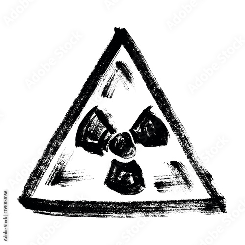 Hand drawn radiation sign Nuclear radiation hazard symbol Radioactive danger warning sign clipart in doodle style Nuclear safety Radioactive waste Single element for print, web, design, decor