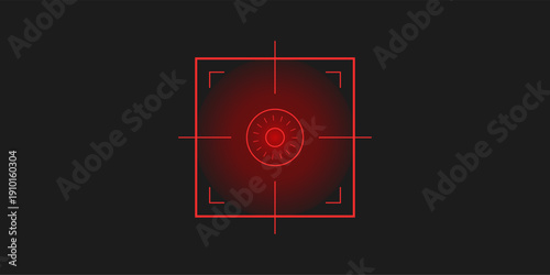 Crosshair Hud red. Cyberpunk game interface. Various neon glowing light and laser Hud elements. UI Vector illustration.