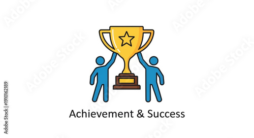 Two people holding up a golden trophy representing achievement and success.