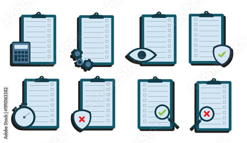 set of audit flat icon