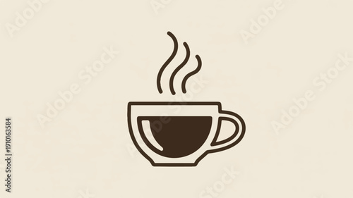 Steaming hot coffee cup drink