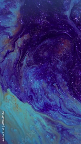 Wallpaper Mural Vertical video. Paint oil fluid. Blur gasoline leak. Defocused purple orange color mix texture water glitter liquid flow on abstract art background. Torontodigital.ca