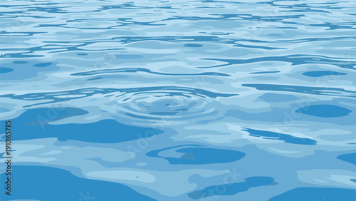 Calm and serene vector illustration of blue water with gentle ripples spreading out from the center of the image.