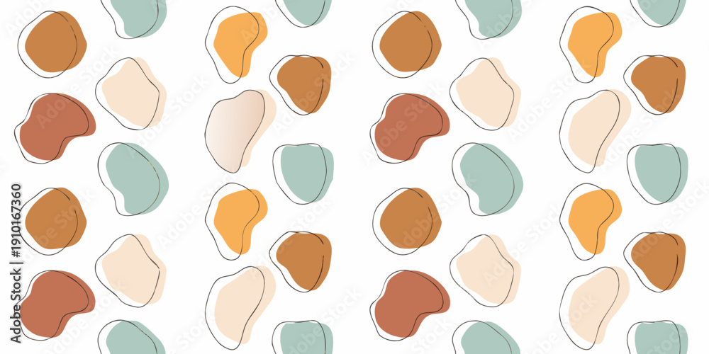 Fototapeta premium Abstract pattern of organic shapes in muted earthy tones on white