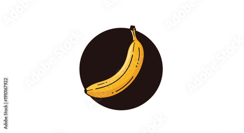 Healthy Tropical Yellow Banana Fruit Isolated on Dark Background Graphic Design Element