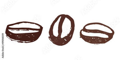 Set of hand drawn fresh roasted coffee bean Arabica robusta seed doodle Single element for design print packaging label decor