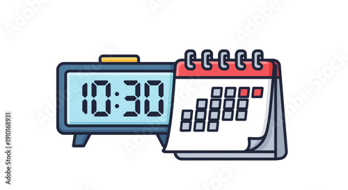 Digital Clock Displaying Time Next To Monthly Calendar.