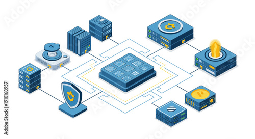 Digital Network Security System with Connected Devices.