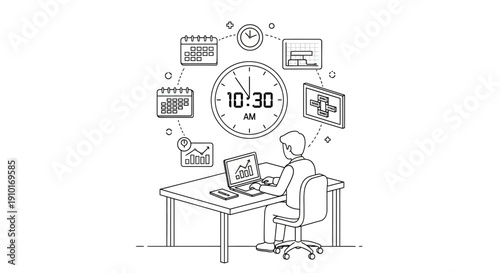 Person Working Remotely With Multiple Digital Devices.