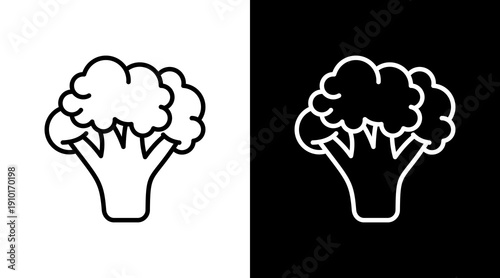 Broccoli White Icon Set Design 