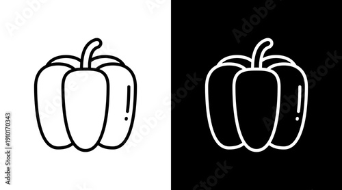 Bell Pepper White Icon Set Design 