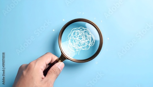 Magnifying glass on tangled lines, symbolizing complexity and analysis