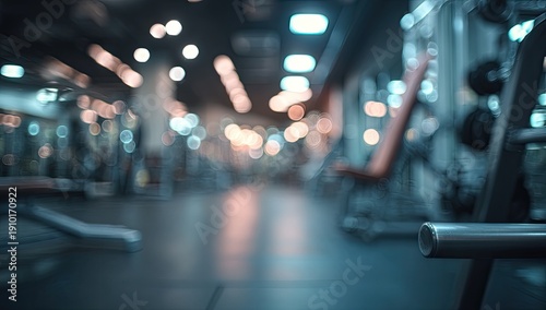 Wallpaper Mural Blurred, atmospheric gym interior with warm lights and exercise equipment Torontodigital.ca