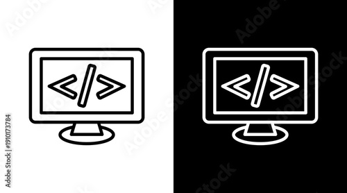 Programming White Icon Set Design 