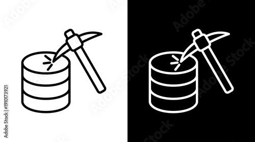 Data Mining White Icon Set Design 