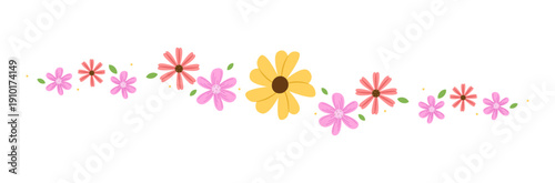 abstract colorful cute flower divider clipart summer spring illustration