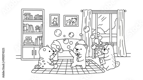 Puppies Playing With Bubbles.